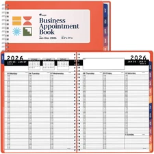 2026 Appointment Book Planner 8.5 x 11 inch Large Peach Tabbed Daily Hourly