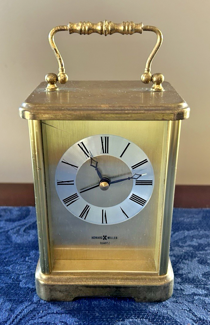 Howard Miller Quartz Carriage Antique Brass Finish Alarm Clock