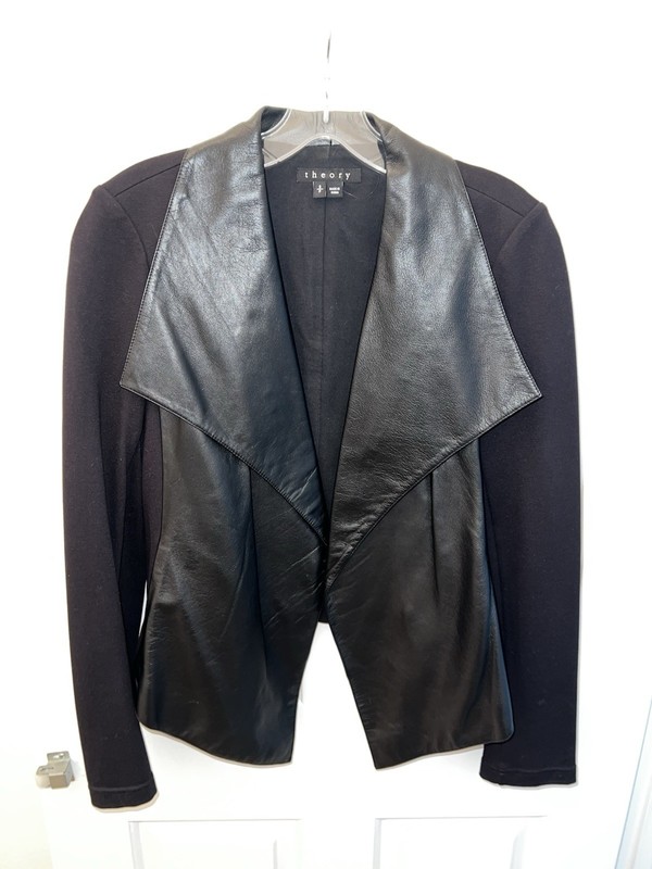 Theory Brigida Rave Lambskin Jacket W Knit Pockets Size Small