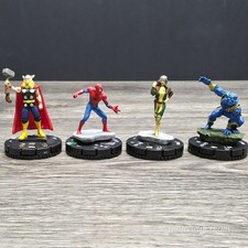 Marvel Avengers  Xmen Heroclix Figure Lot Of 4 - Thor, Spiderman, Rouge, Beast