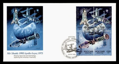 DR WHO 1995 RUSSIA FDC SPACE APOLLO SOYUZ ANIV BLOCK FLEETWOOD CACHET M74924