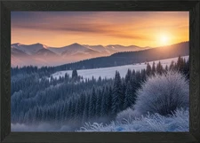 Winter Mountain Landscape at Sunris Framed Wall Art Poster Canvas Print Picture