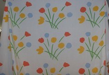 VTG Marimekko Full Flat Sheet 7 Flowers Floral Dan Rivers - Flaws 