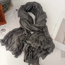 Cotton Scarf Wrinkled Twisted Pleated Long Scarves Warm Neck Wrap Shawl Retro '