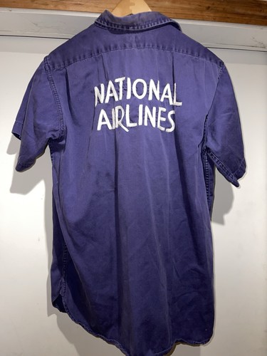 Free Land National Airlines Button Down 1960s with Embroidery Size M