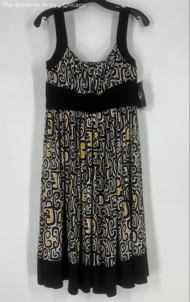 Jones New York Womens Multicolor Geometric Knee Length Fit & Flare Dress Size 6