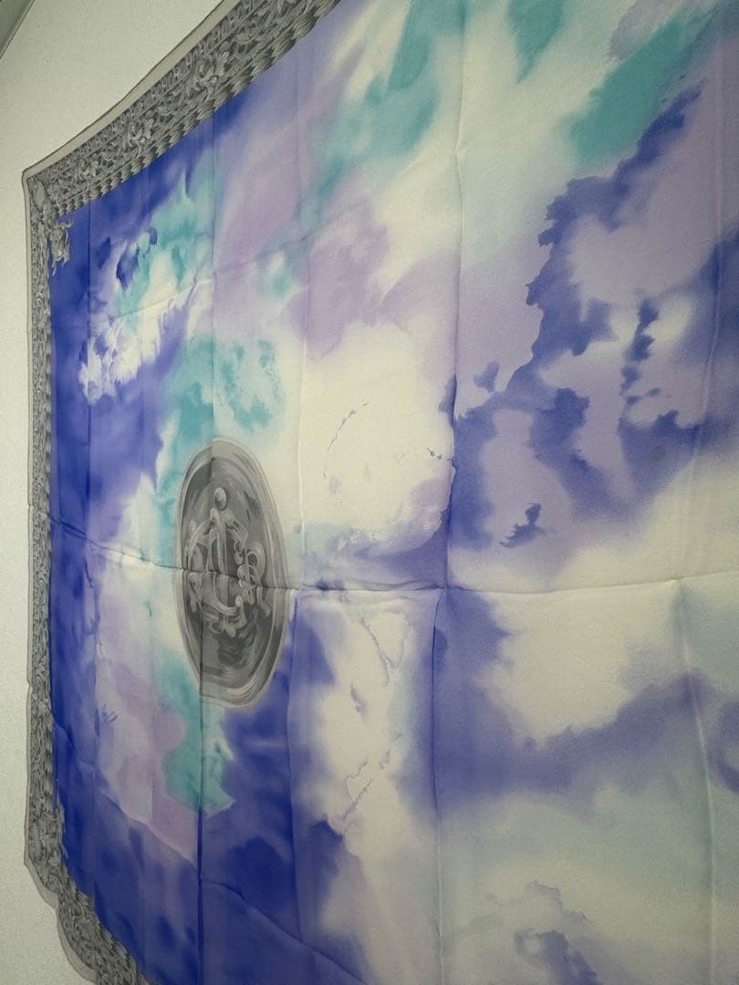 Christian Dior Square Scarf Cloud Pattern Silk Bl… - image 4