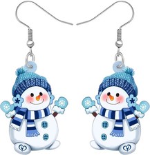 Acrylic Cute Christmas Snowman Dangle Hook Earrings Gifts for Women Holiday Hypo