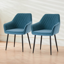 Set of 1/2 Dining Chairs Velvet Padded Seat Metal Legs High Back Chairs Kitchen