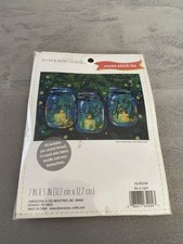 Dimensions Be a Light Cross Stitch Kit 7x5 Aida 14 Mason Jars Firefly Starry