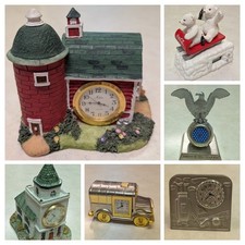 Vintage Miniature Clocks Various Options Golf Cola Barn Bus Church Eagle  Pick 1