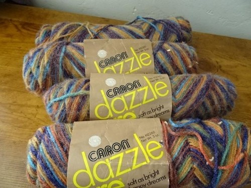 Lot 4 Vtg skeins CARON DAZZLE AIRE yarn-EARTHGLOW-med 4 ply-3 oz ea