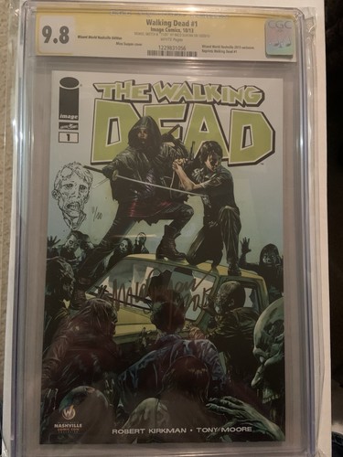 CGC SS 9.8 The Walking Dead #1 Wizard World Nashville 2013 Suayan Signed Sketch