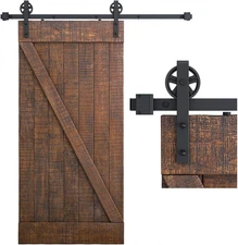 SMARTSTANDARD 6 Feet Heavy Duty Sliding Barn Door Hardware Kit, 4FT - 18FT, Blac