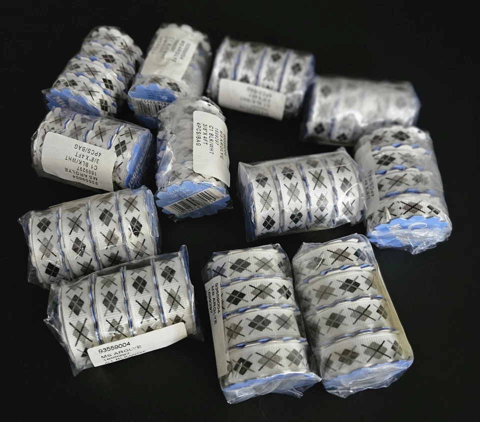 Argyle Print Grosgrain Ribbon  Vintage Offray Microspool 20 Yards Total - Image 2 of 4