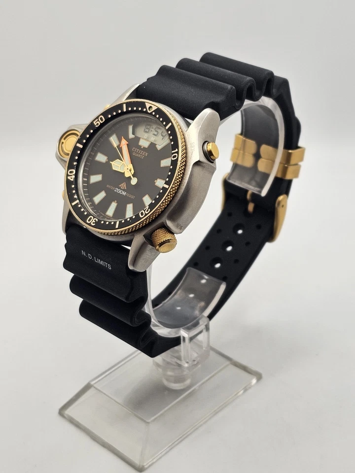 Reloj de buceo digital analógico 200M vintage 1992 Citizen Aqualand para hombre C022-088093Y Foto 2 de 4