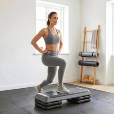 Image of Aerobic Stepper 10.5/15.5/20.5cm Adjustable Exercise Step, Grey