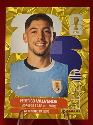 2026 Panini FIFA World Cup Sticker Gold Flood Crumple Federico Valverde #URU10