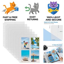 4-Pocket 30 Pack Clear Photo Sleeves Perfect for 3.5x5 and Smaller Photos