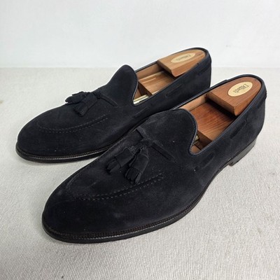Crockett And Jones Black Suede Cavendish 2 Tassel Shoes Size 11 E