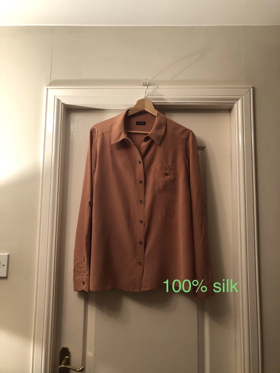 Chemisier Vintage Rouge Jaeger UK - Taille Small, à Pois, Boutonnage - Occasion Très Bon état
