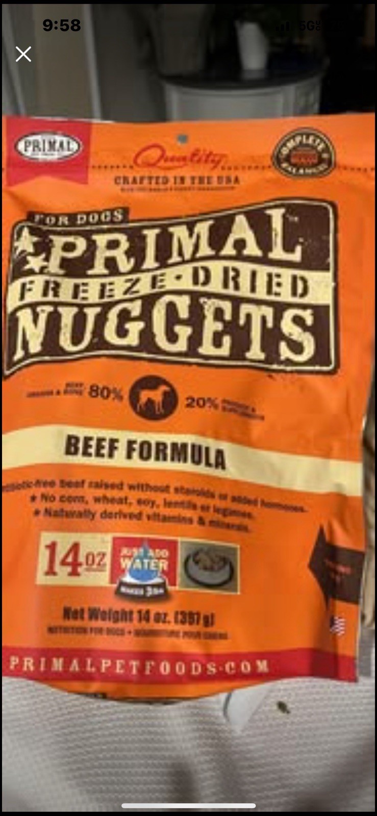 14oz Primal Freeze Dried Nuggets For DOGS Beef Formula