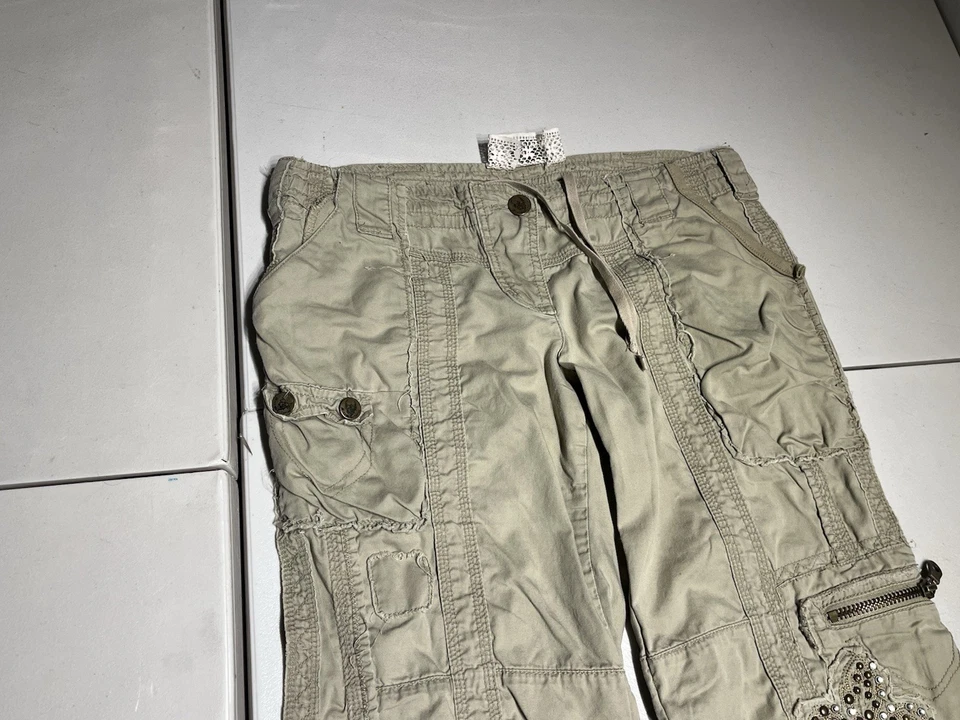 Pantalones para mujer Miss Me 32x32 marrón punto grueso bordado acampanado carga de colección Y2K Foto 3 de 4