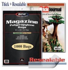 1000 THICK Resealable Magazine Protection Poly Bags Safe Storage Sleeve Flap BCW
