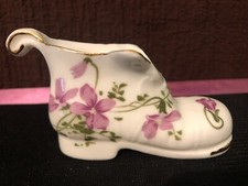 vintage Porcelain Baby Boot White with Pink flowers vanity        n