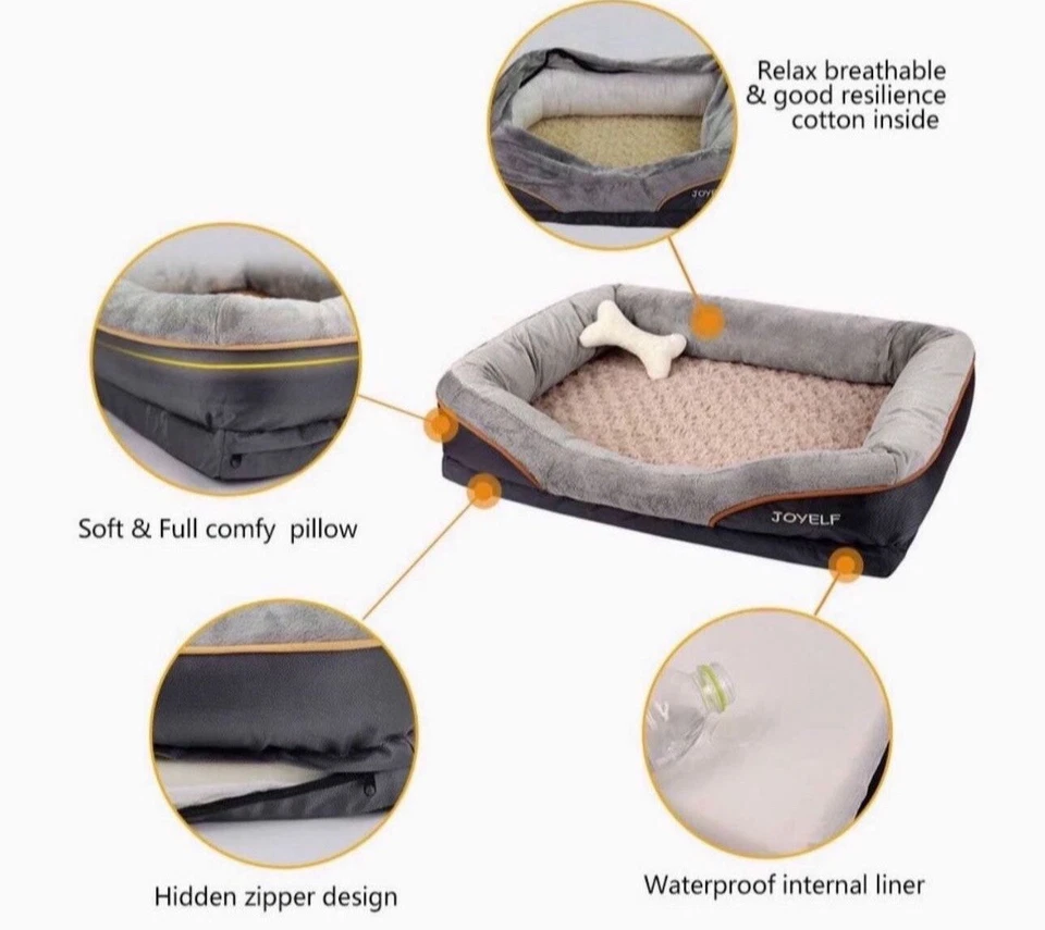 Cojín de espuma viscoelástica para sofá cama para mascotas perro gato alfombra lavable suave extraíble ortopédico Foto 4 de 4