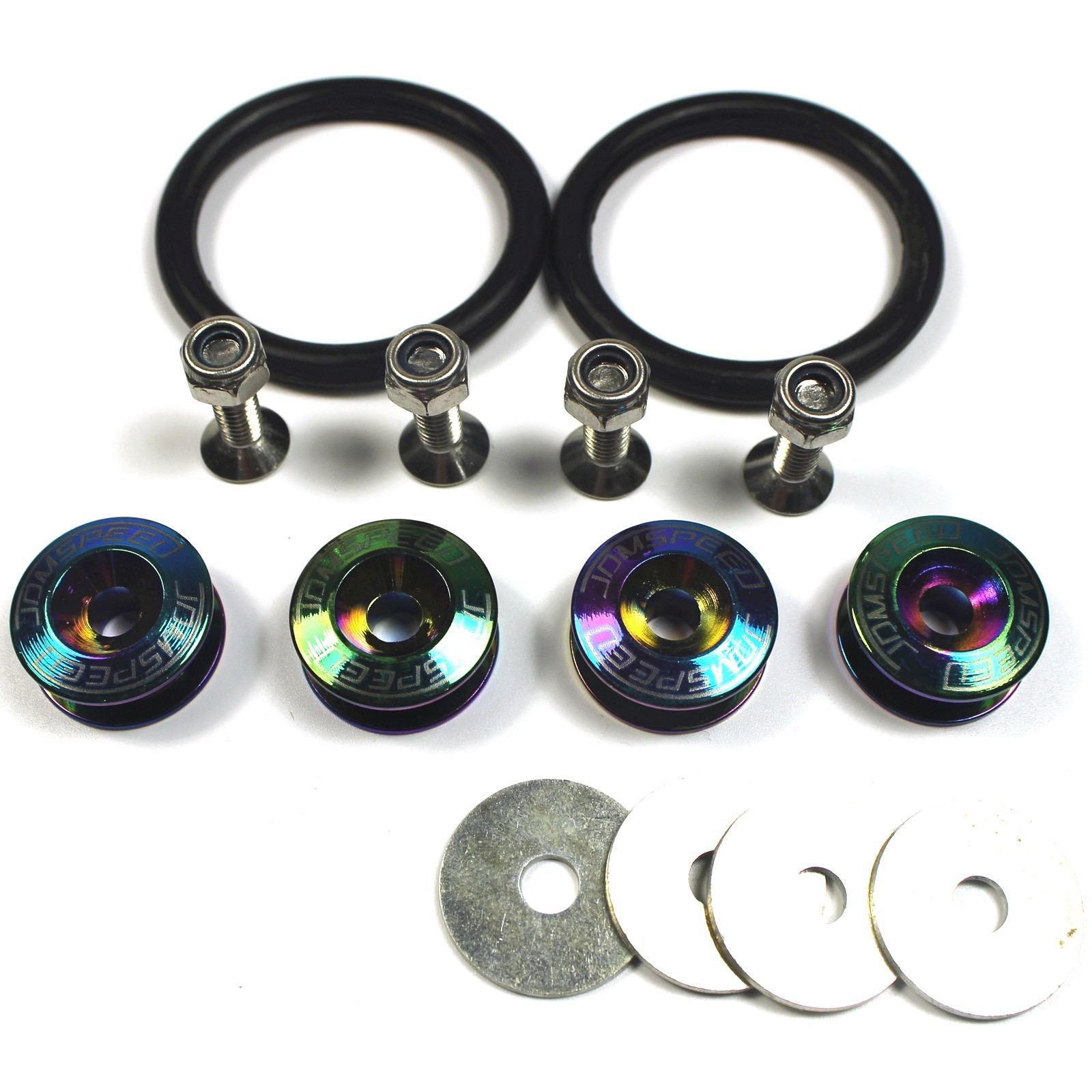Neo Chrome Universal Trunk Quick Release Fastener CNC Billet Bumper Kit JDMSPEED