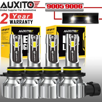AUXITO 4*9005+9006 LED Headlight Bulbs Conversion Kit High Low Beam Bright White