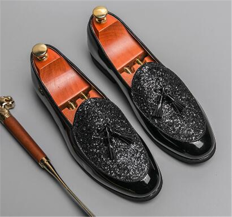 SAOLA Mocassini uomo classici punta quadrata lucidi Oxford nappa slip on scarpe eleganti nuovi