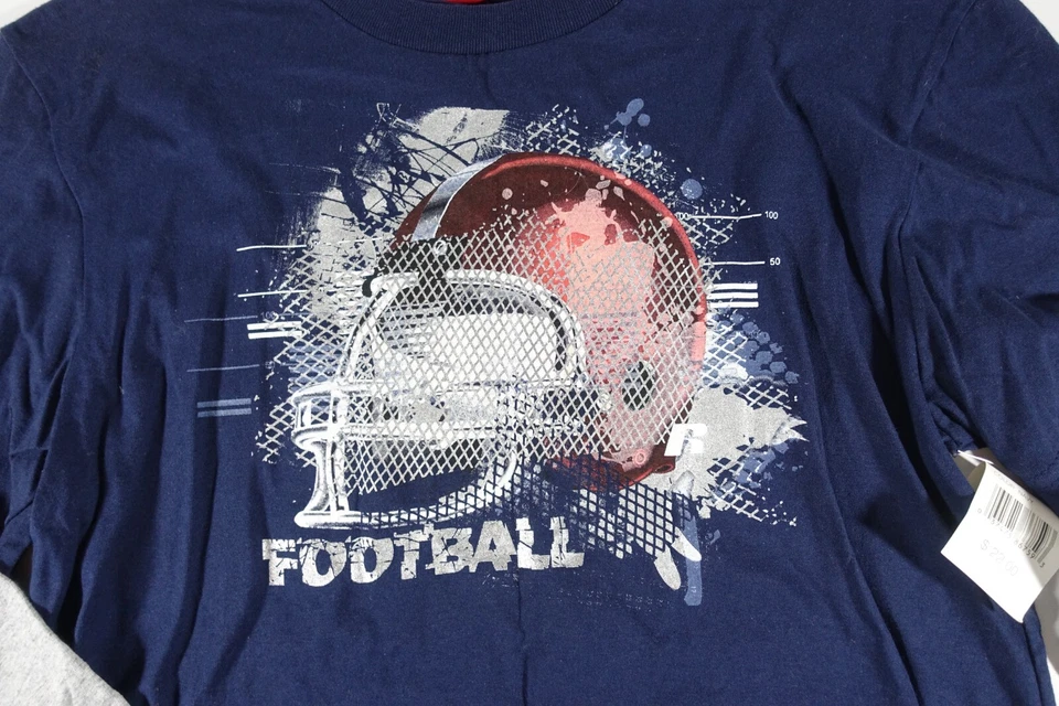 Russell Athletic Boys Shirt XL 18/20 Football Theme Layered Look NWT - Image 3 of 4