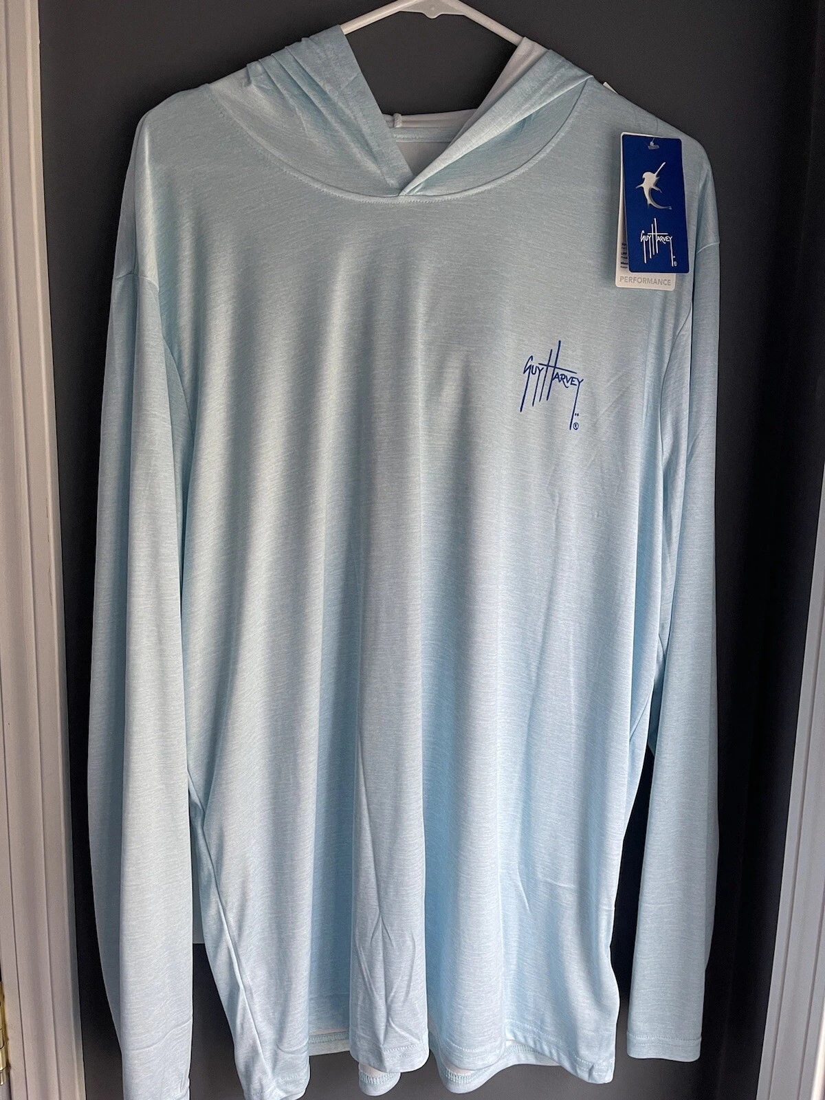 New Guy Harvey Size Small P Classic Blue Hoodie UPF 30 Protection Fishing Shirt