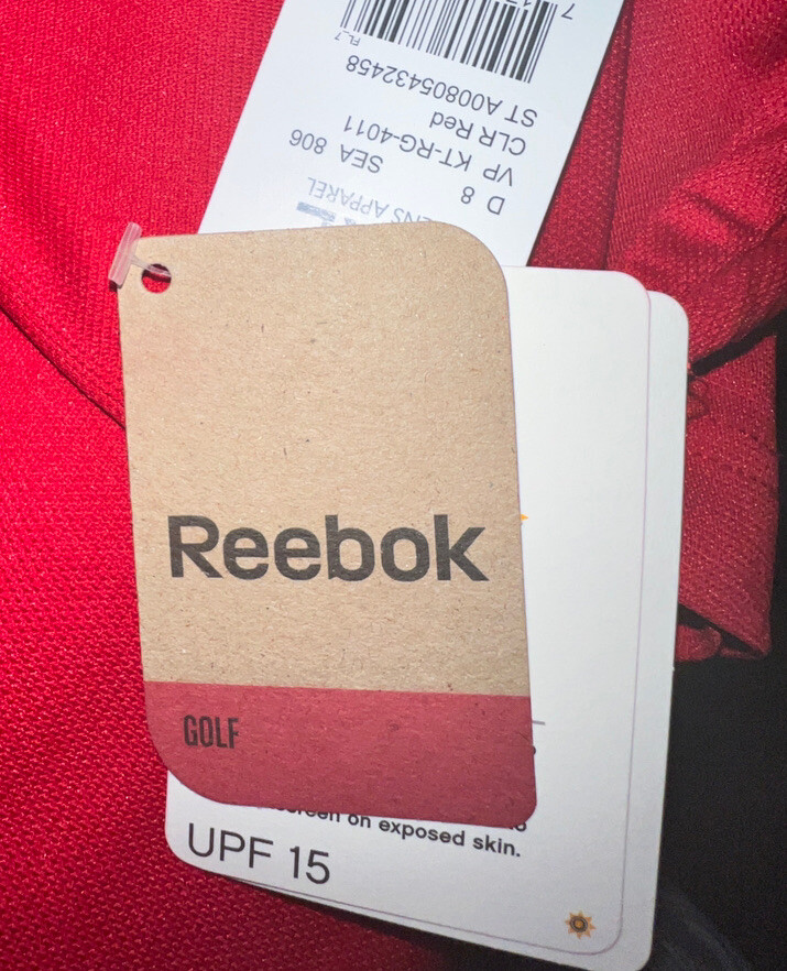 Reebok Golf Polo Shirt Mens 2XL Red/Black Short Sleeve Polo Shirt XXL