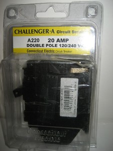 Connecticut Electric CHALLENGER Circuit Breaker 20 AMP Double Pole A