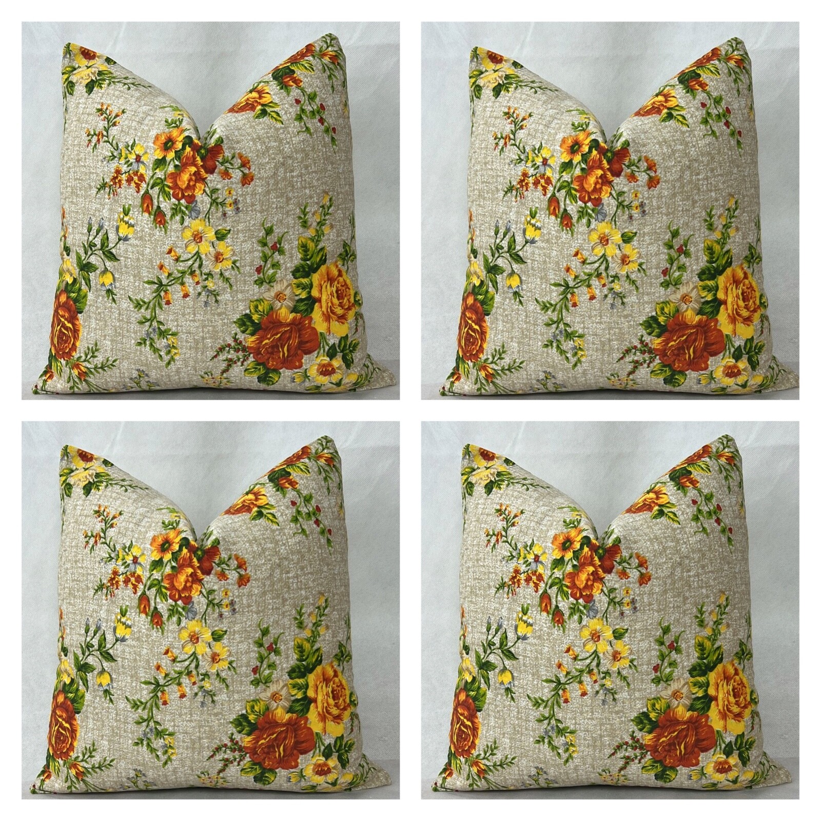 Floral Rose Cushion Covers Botanic Garden Tradional Pillow Case 40x40cm