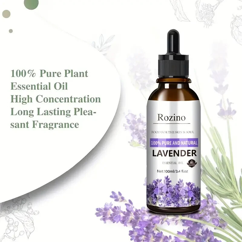 Lavander Essential Oil, 1For Skin Care, Massage, Shower, Diffuser Relax 3.38oz