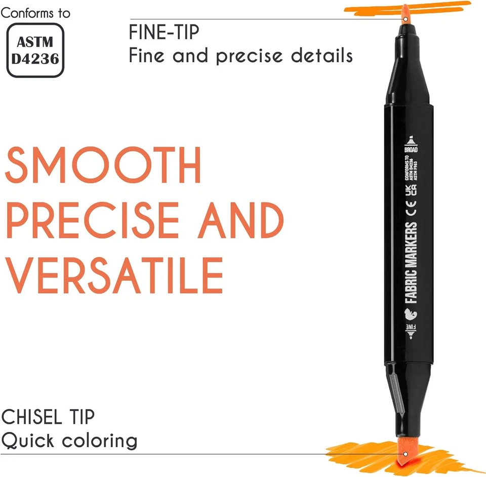 Marcadores de tela Zenacolor, doble punta, punta fina + cincel, 20 colores permanentes vivos Foto 3 de 4