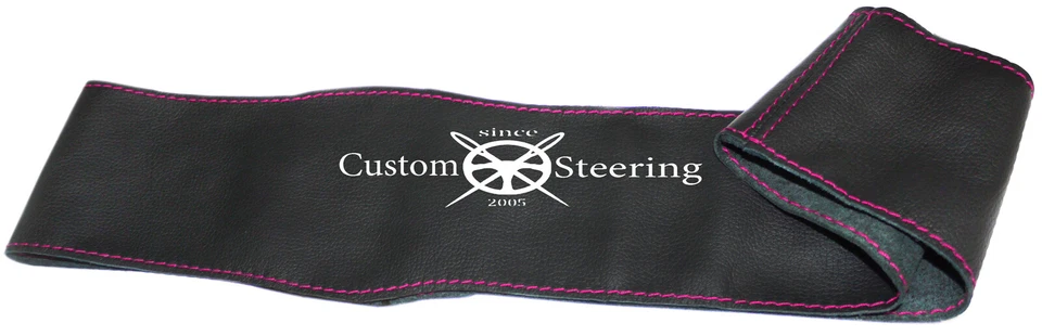 CUBIERTA VOLANTE CUERO NEGRO REAL PUNTADA ROSA CALIENTE PARA FORD FOCUS 2011-2014 Foto 3 de 4