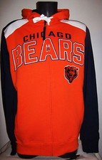 CHICAGO BEARS Hooded Jacket Full Zip Hoody Screened Sewn Logos Med LG
