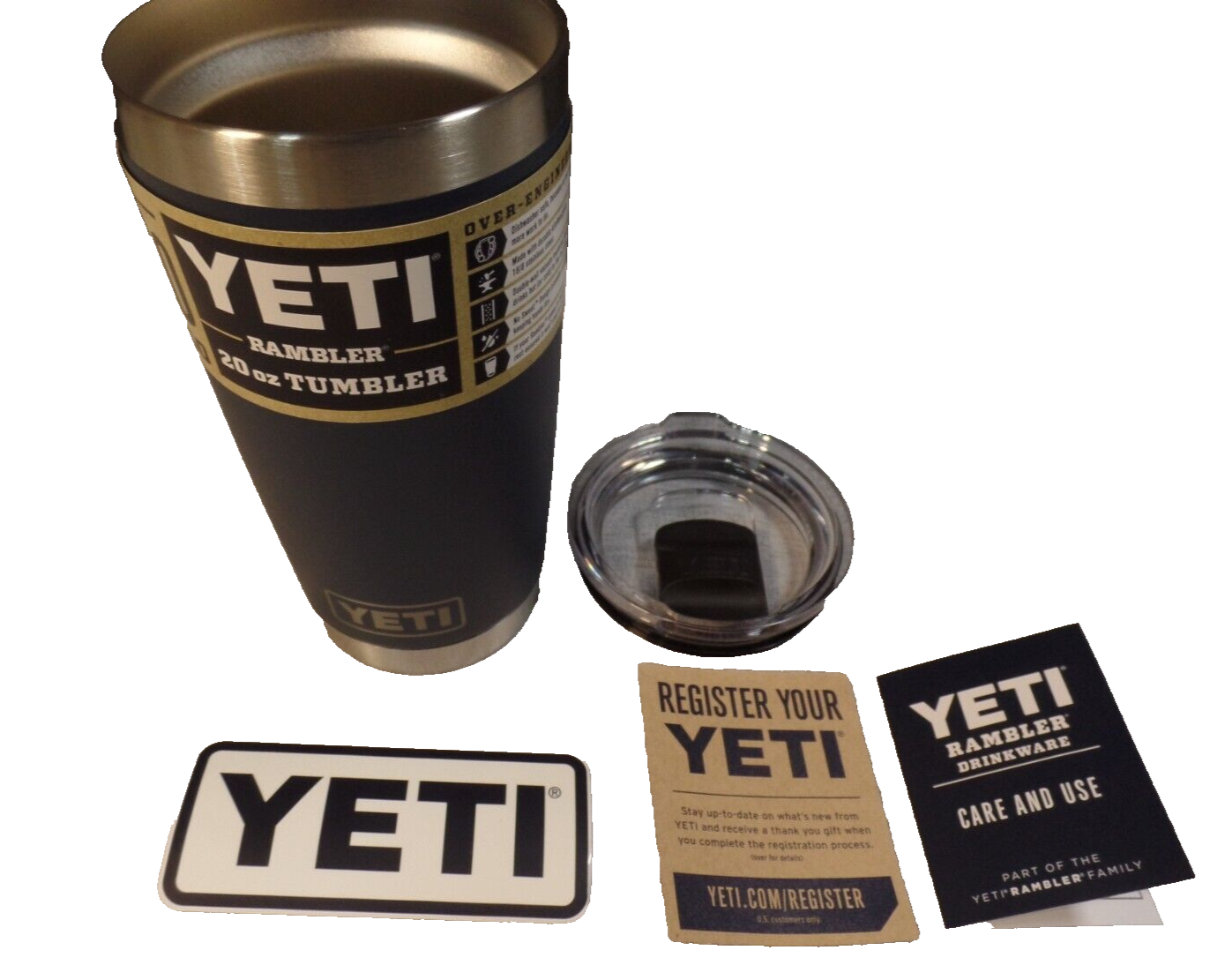 YETI Rambler Navy Tumbler 20 oz W/Magslider Lid Stainless Steel-New