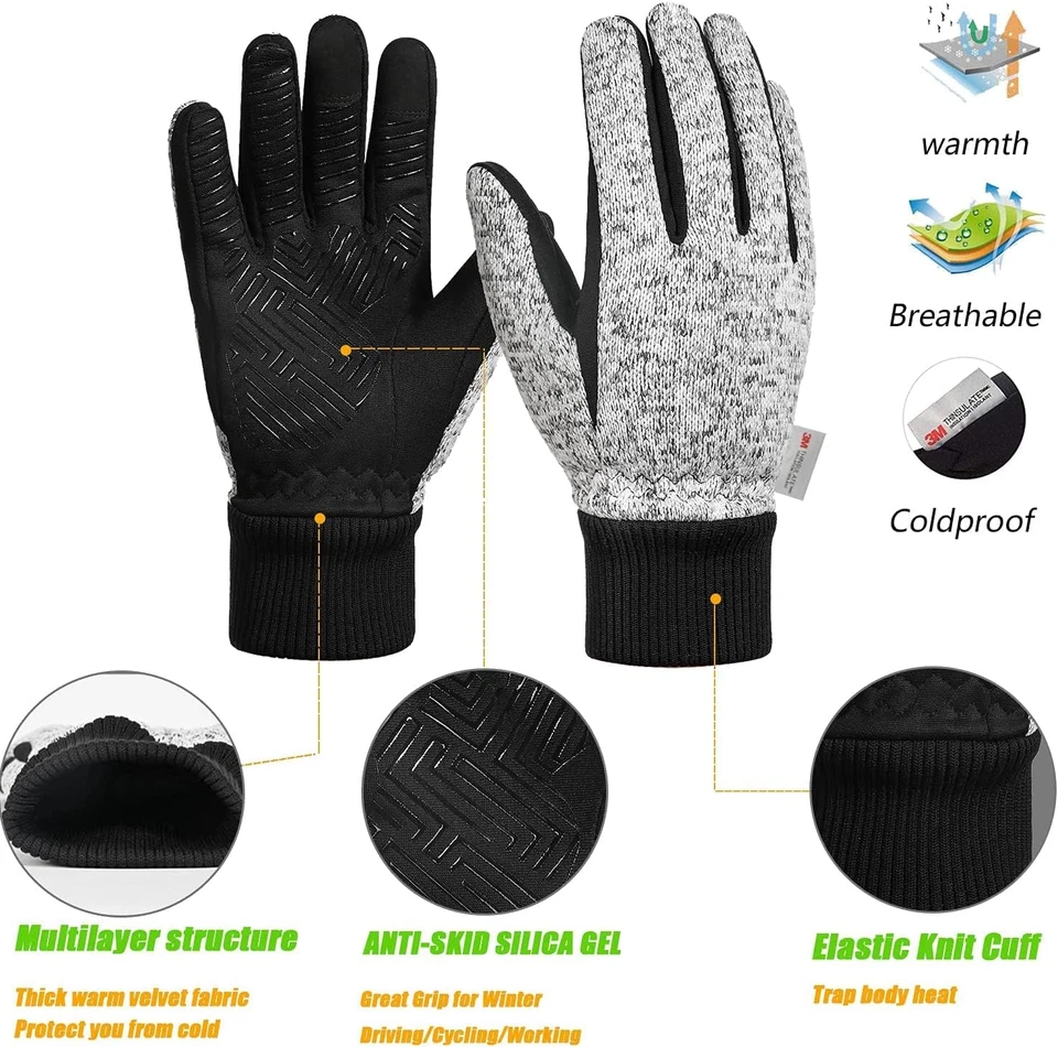 Guantes de invierno -10 ° F, 3M Thinsulate, guantes cálidos para ciclismo, correr, senderismo Foto 2 de 4