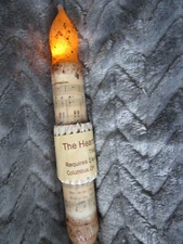 6" Burnt Ivory TIMER Taper Candle Flameless Flickering Battery Powered Music