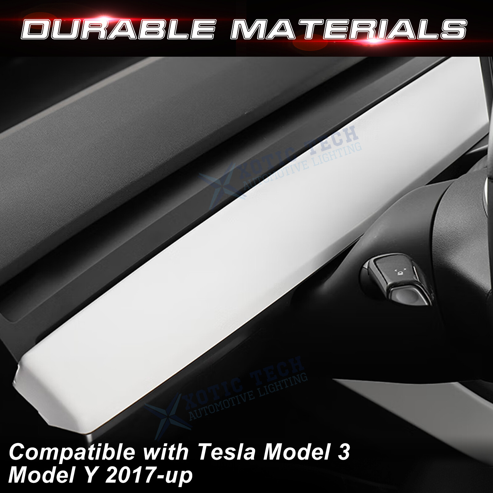Fits 20-25 Tesla Y & 17-23 Model 3 ABS Interior Dashboard Cover Trim White 2PCS