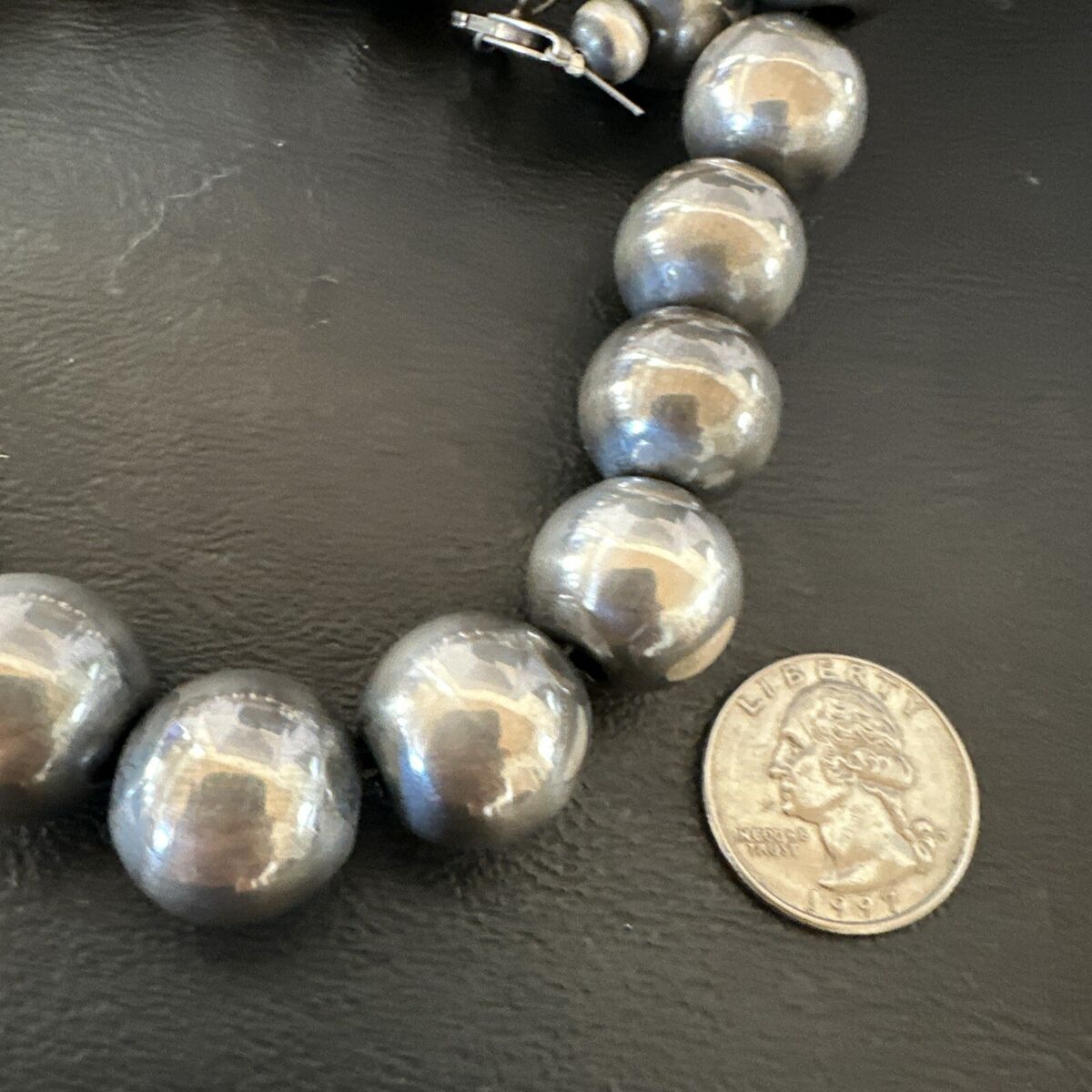XL Round 18mm Sterling Silver Navajo Pearls 17” Single XL Round 18mm Sterling Silver Navajo Pearls 17” Single