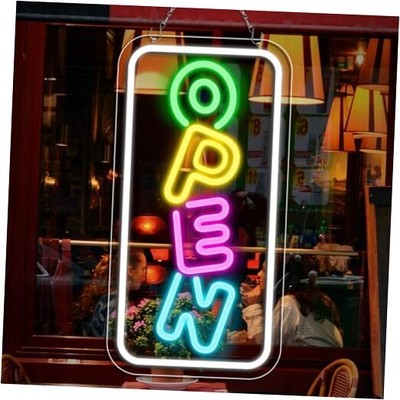  16.2''x 9.1'' Super Bright Open Sign, Adjustable Neon Open Colorful-Vertical