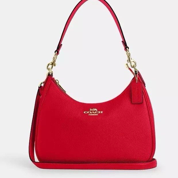 NWT Coach Teri Hobo Bag Leather CV935 Bold Red | eBay