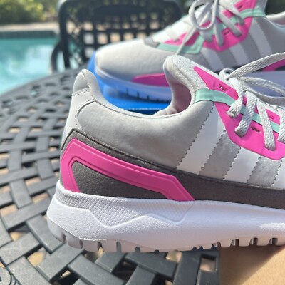 Adidas Originals Flex J Grey Screaming Pink Kid's Athletic Shoes